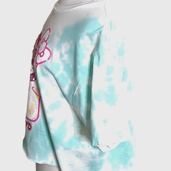Hello Kitty & Friends Tie-Dye Kawaii Graphic T Crop Top Sanrio Women’s Sz Large - Picture 5 of 6